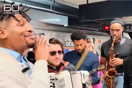 Cory Pesaturo, HMC Ambassador on 60 Minutes with Jon Batiste making Happy Music